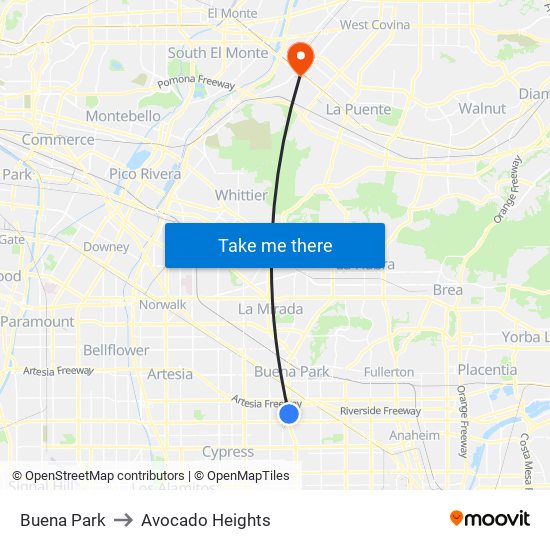 Buena Park to Avocado Heights map