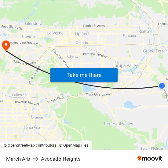 March Arb to Avocado Heights map