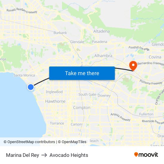 Marina Del Rey to Avocado Heights map