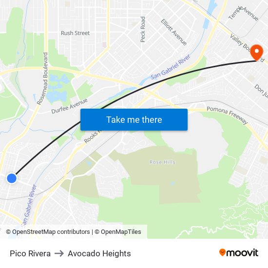 Pico Rivera to Avocado Heights map