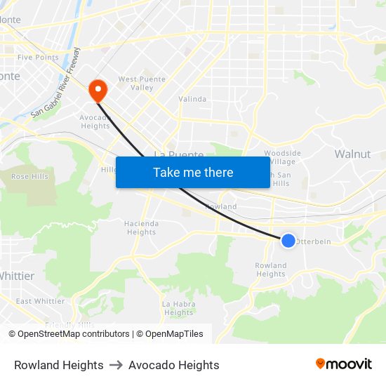 Rowland Heights to Avocado Heights map