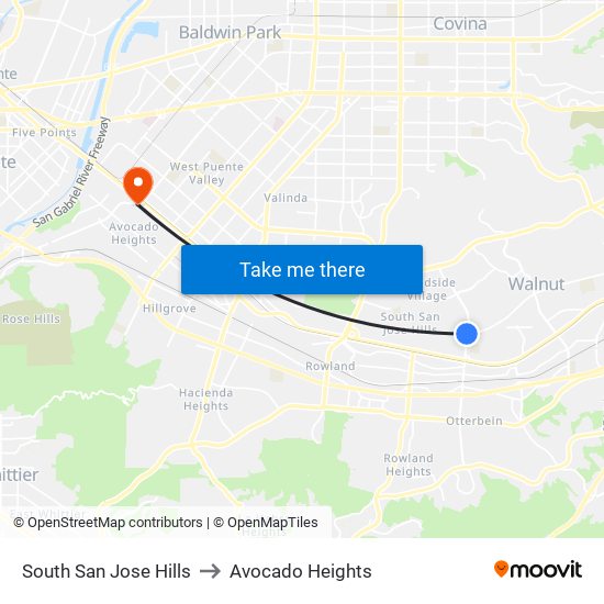 South San Jose Hills to Avocado Heights map