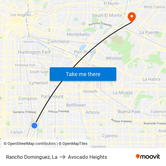 Rancho Dominguez, La to Avocado Heights map