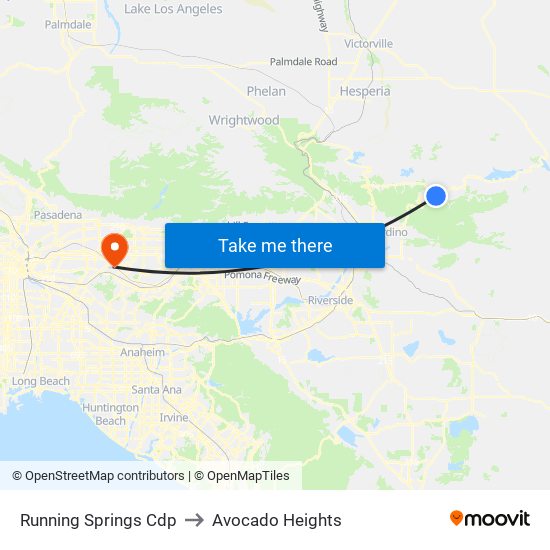 Running Springs Cdp to Avocado Heights map