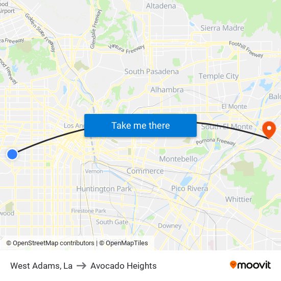 West Adams, La to Avocado Heights map