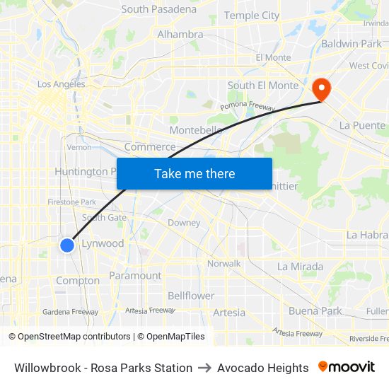 Willowbrook - Rosa Parks Station to Avocado Heights map