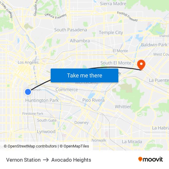 Vernon Station to Avocado Heights map