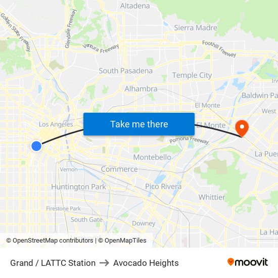 Grand / LATTC Station to Avocado Heights map