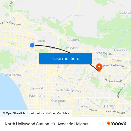 North Hollywood Station to Avocado Heights map