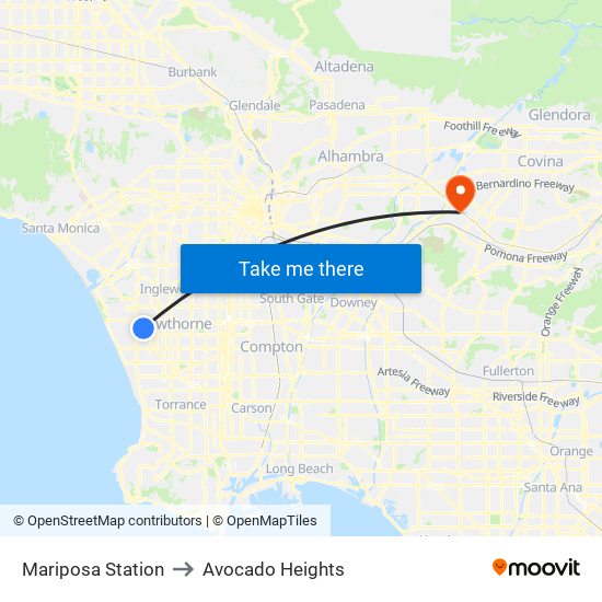Mariposa Station to Avocado Heights map