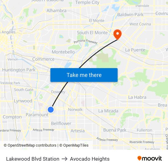 Lakewood Blvd Station to Avocado Heights map