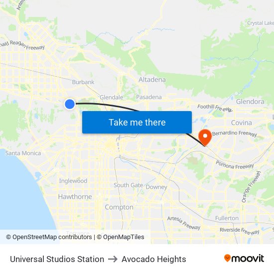 Universal Studios Station to Avocado Heights map