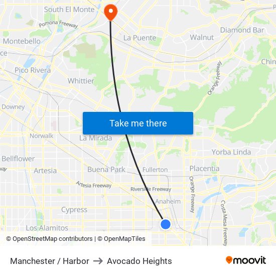 Manchester / Harbor to Avocado Heights map