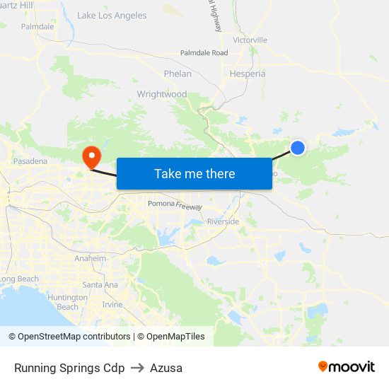 Running Springs Cdp to Azusa map