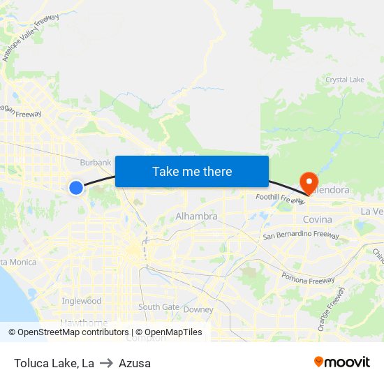 Toluca Lake, La to Azusa map