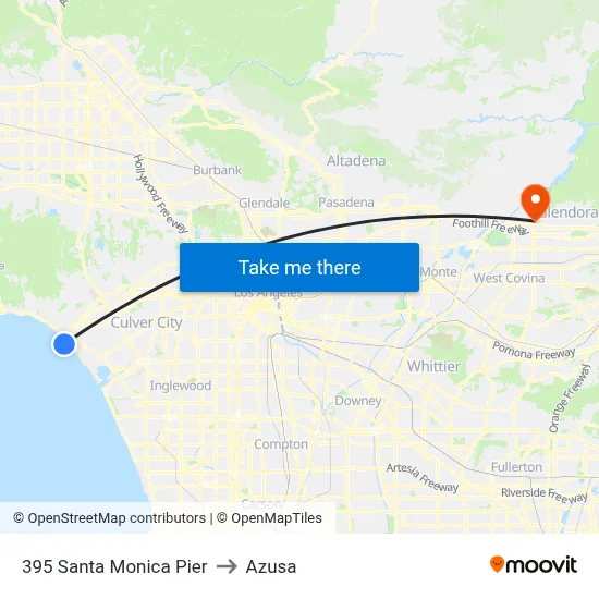 395 Santa Monica Pier to Azusa map
