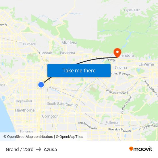 Grand / 23rd to Azusa map