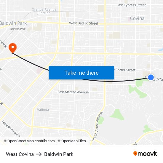 West Covina to Baldwin Park map