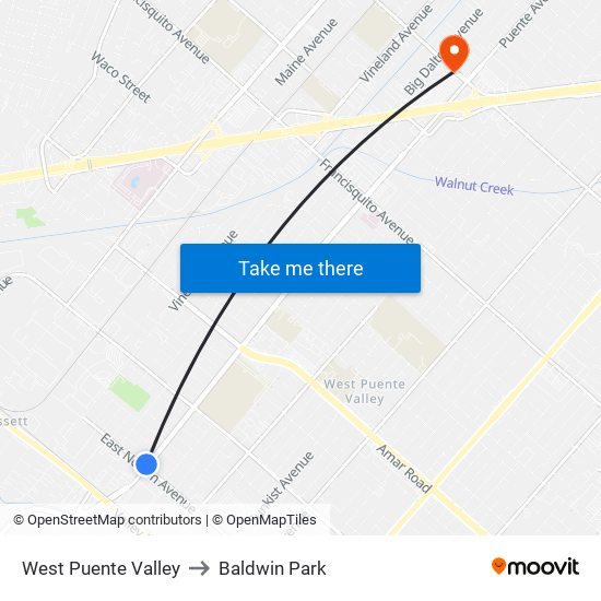 West Puente Valley to Baldwin Park map