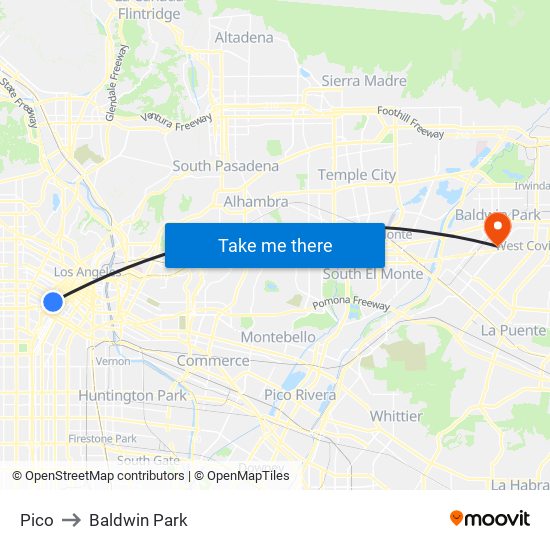 Pico to Baldwin Park map