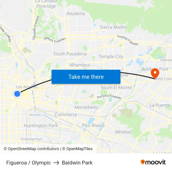 Figueroa / Olympic to Baldwin Park map