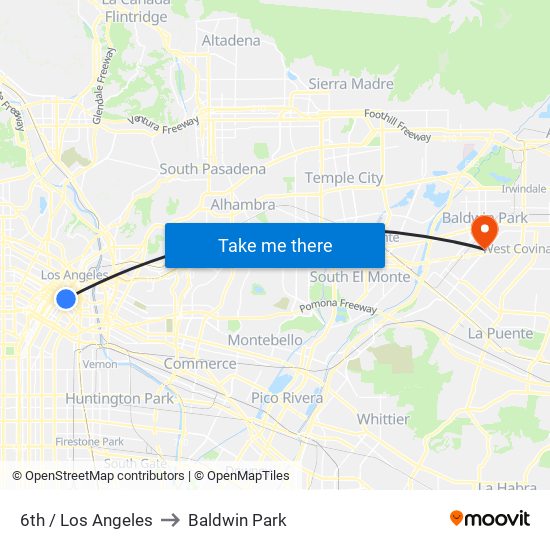 6th / Los Angeles to Baldwin Park map