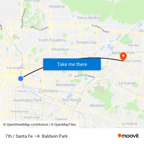 7th / Santa Fe to Baldwin Park map