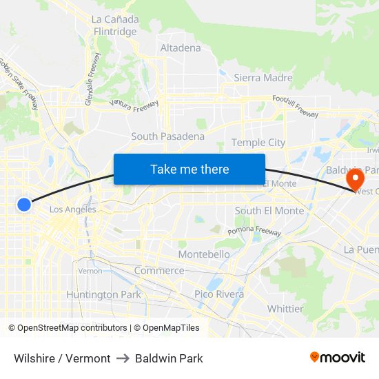 Wilshire / Vermont to Baldwin Park map