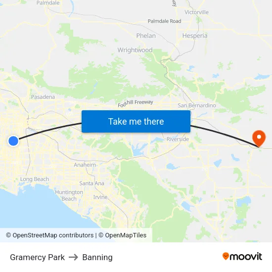 Gramercy Park to Banning map