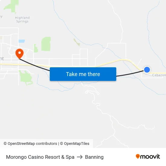 Morongo Casino Resort & Spa to Banning map