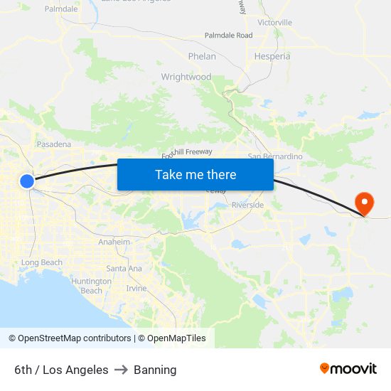 6th / Los Angeles to Banning map