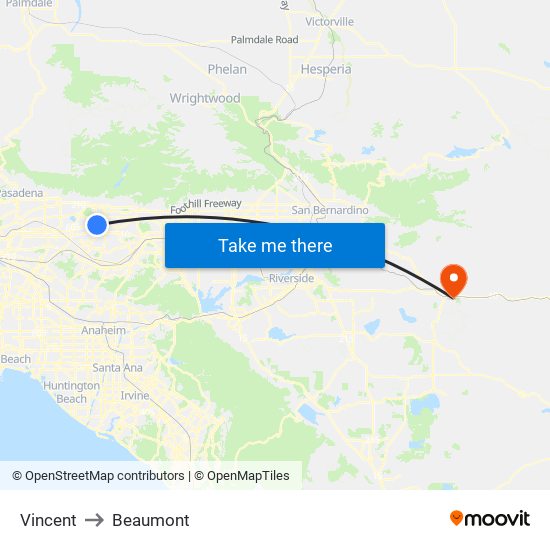 Vincent to Beaumont map