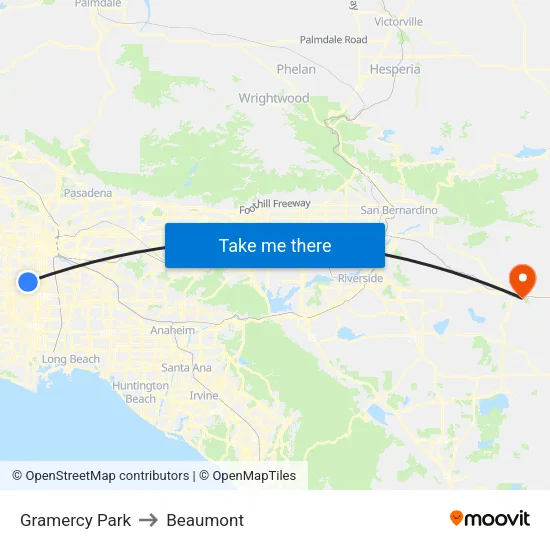 Gramercy Park to Beaumont map