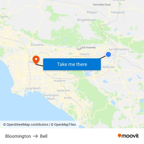 Bloomington to Bell map