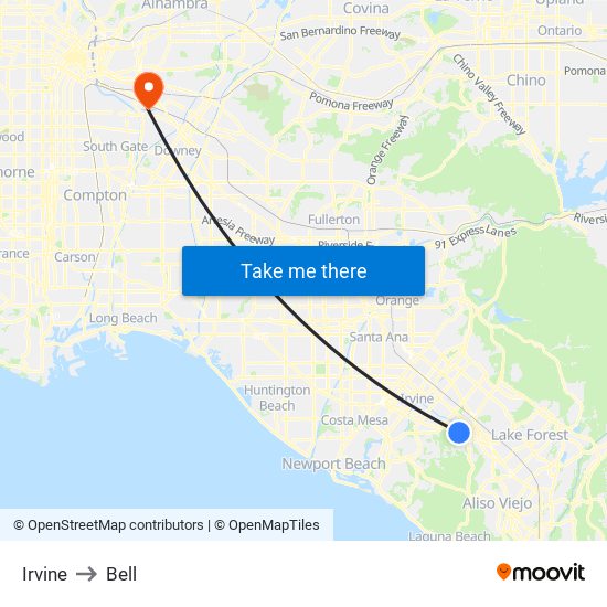 Irvine to Bell map