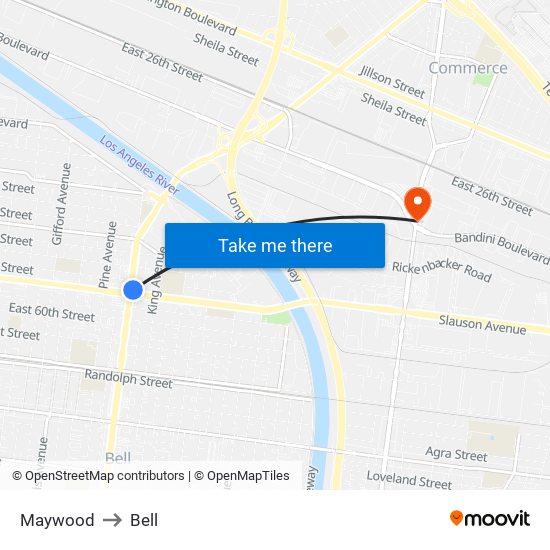 Maywood to Bell map