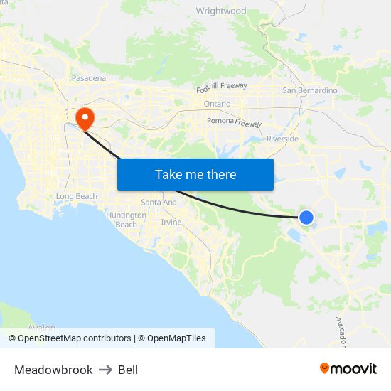 Meadowbrook to Bell map