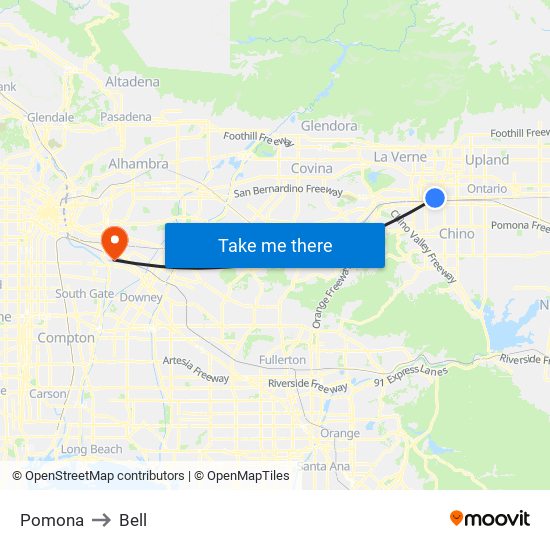 Pomona to Bell map