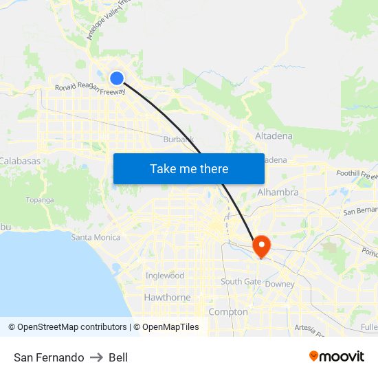 San Fernando to Bell map