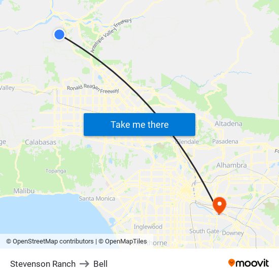 Stevenson Ranch to Bell map
