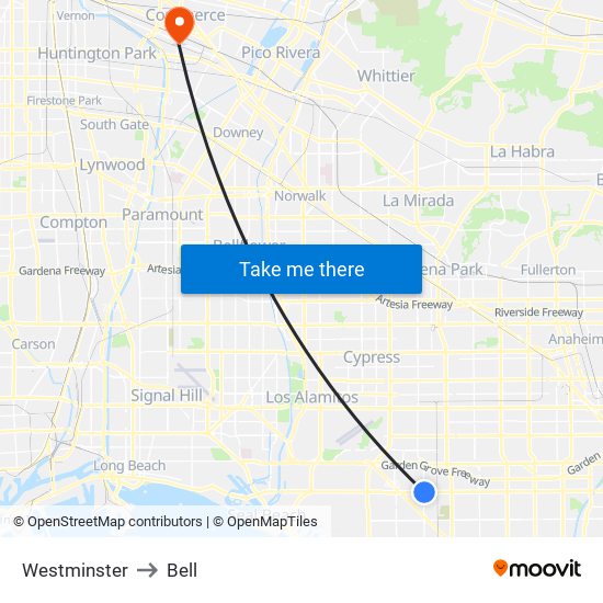 Westminster to Bell map