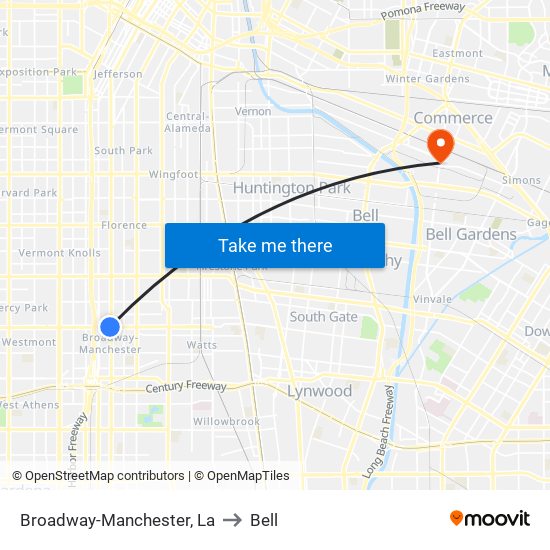 Broadway-Manchester, La to Bell map