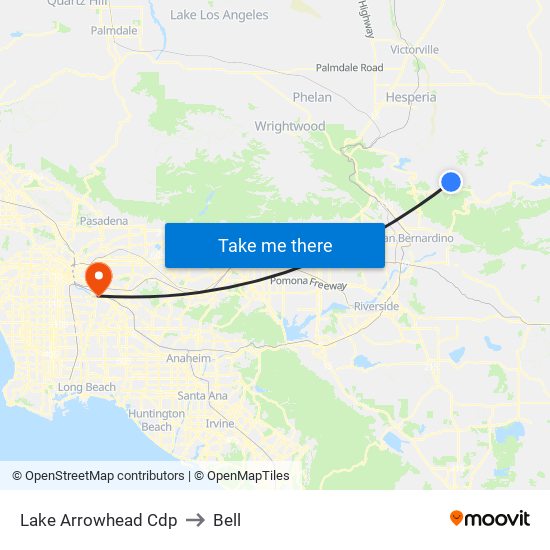 Lake Arrowhead Cdp to Bell map