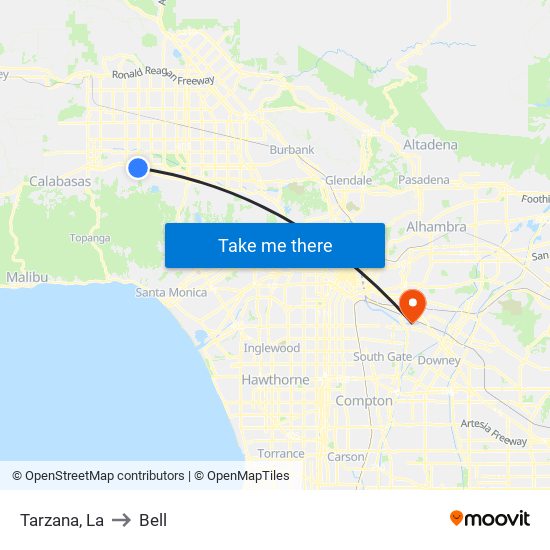 Tarzana, La to Bell map