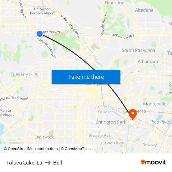 Toluca Lake, La to Bell map