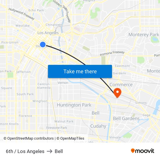 6th / Los Angeles to Bell map