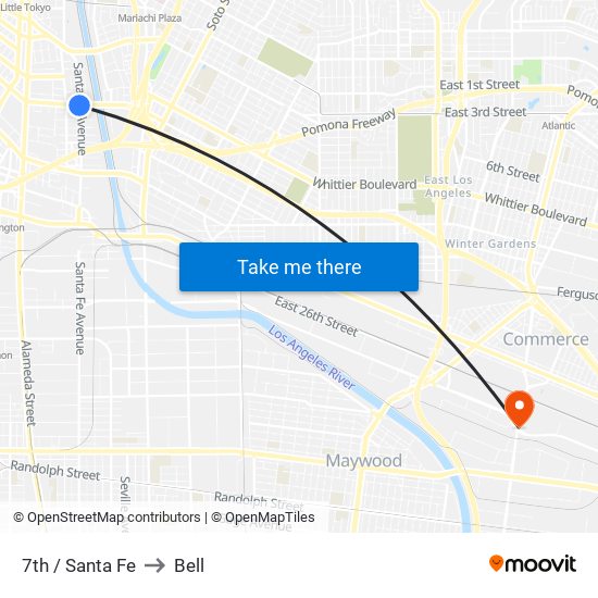 7th / Santa Fe to Bell map