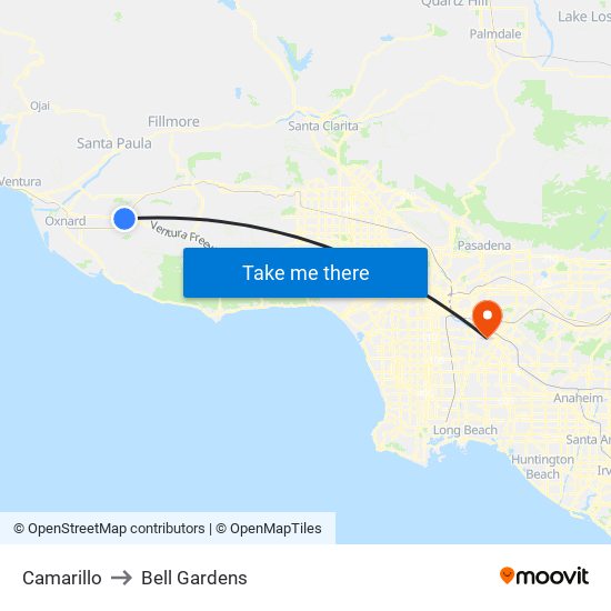 Camarillo to Bell Gardens map