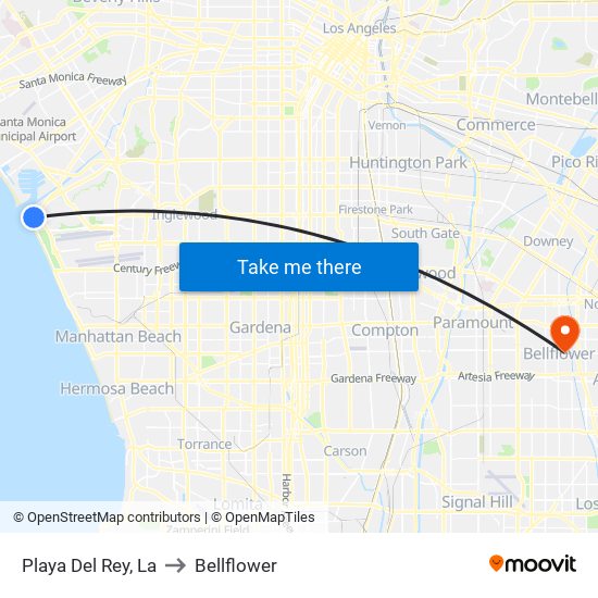 Playa Del Rey, La to Bellflower map