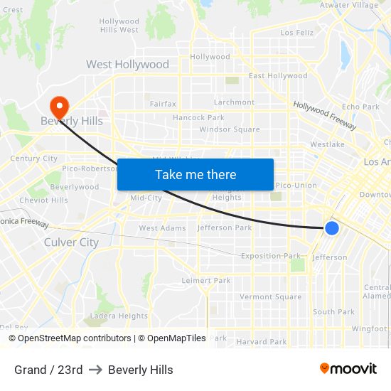 Grand / 23rd to Beverly Hills map